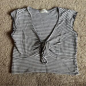 Ginger G Crop Top blue and white stripes